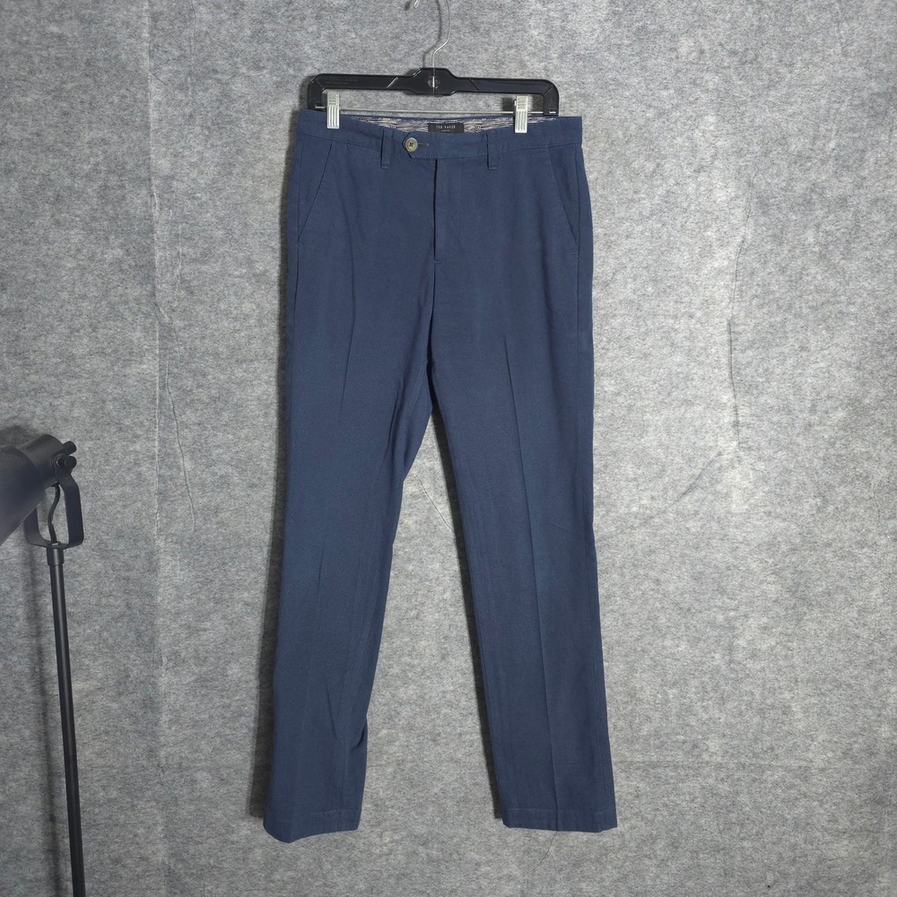 Ted Baker Volvek Chino Men 30R Navy Blue Slim Straight Cotton Blend Trousers